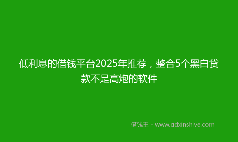 低利息的借钱平台2025年推荐，整合5个黑白贷款不是高炮的软件