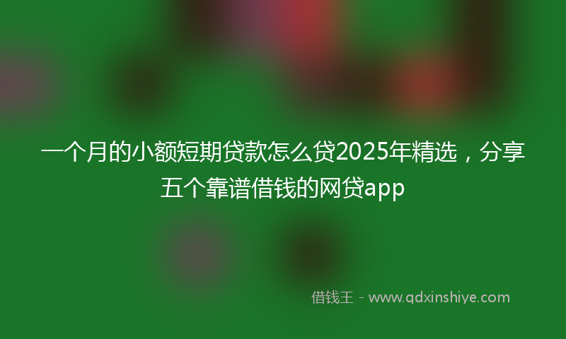 一个月的小额短期贷款怎么贷2025年精选，分享五个靠谱借钱的网贷app