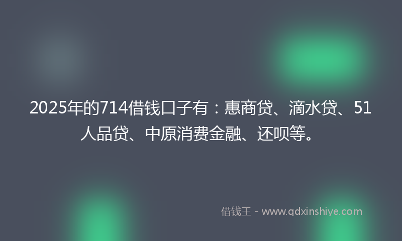 2025年的714借钱口子有：惠商贷、滴水贷、51人品贷、中原消费金融、还呗等。