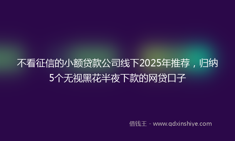 不看征信的小额贷款公司线下2025年推荐，归纳5个无视黑花半夜下款的网贷口子