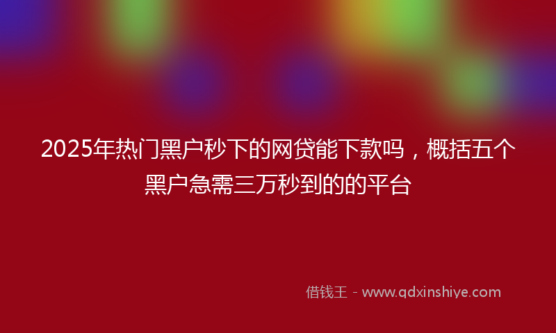 2025年热门黑户秒下的网贷能下款吗，概括五个黑户急需三万秒到的的平台
