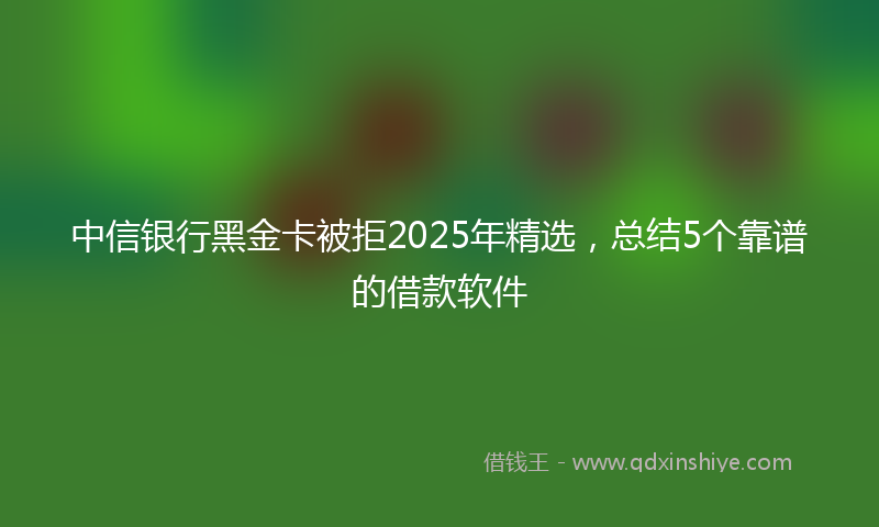 中信银行黑金卡被拒2025年精选，总结5个靠谱的借款软件