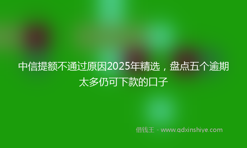 中信提额不通过原因2025年精选，盘点五个逾期太多仍可下款的口子