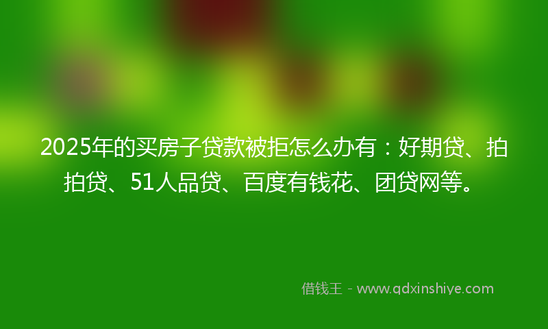 2025年的买房子贷款被拒怎么办有：好期贷、拍拍贷、51人品贷、百度有钱花、团贷网等。