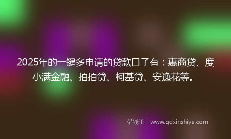 2025年的一键多申请的贷款口子有：惠商贷、度小满金融、拍拍贷、柯基贷、安逸花等。