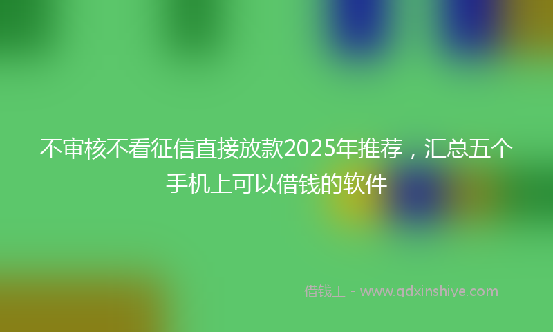 不审核不看征信直接放款2025年推荐，汇总五个手机上可以借钱的软件