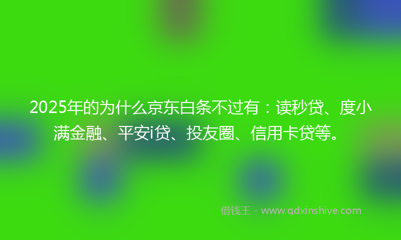 2025年的为什么京东白条不过有：读秒贷、度小满金融、平安i贷、投友圈、信用卡贷等。