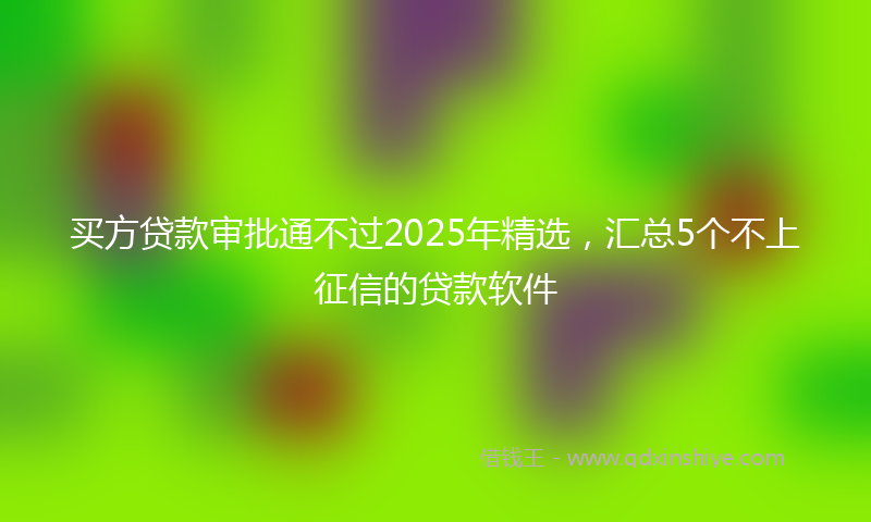 买方贷款审批通不过2025年精选，汇总5个不上征信的贷款软件