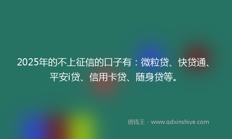 2025年的不上征信的口子有：微粒贷、快贷通、平安i贷、信用卡贷、随身贷等。