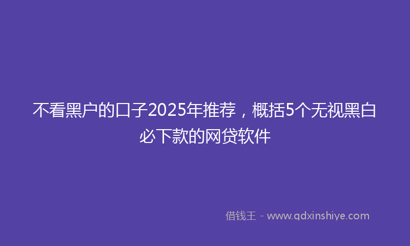 不看黑户的口子2025年推荐，概括5个无视黑白必下款的网贷软件