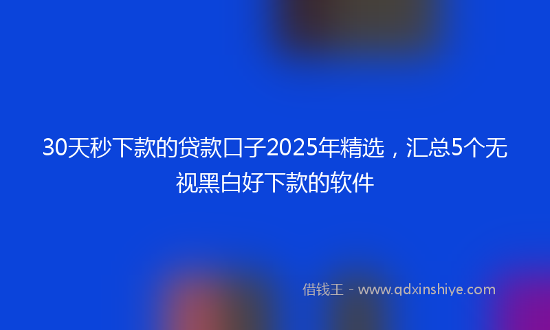 30天秒下款的贷款口子2025年精选，汇总5个无视黑白好下款的软件