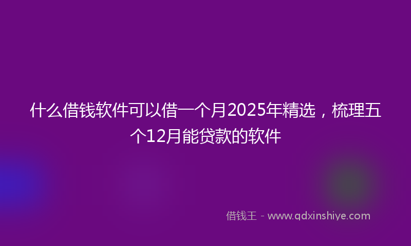 什么借钱软件可以借一个月2025年精选，梳理五个12月能贷款的软件