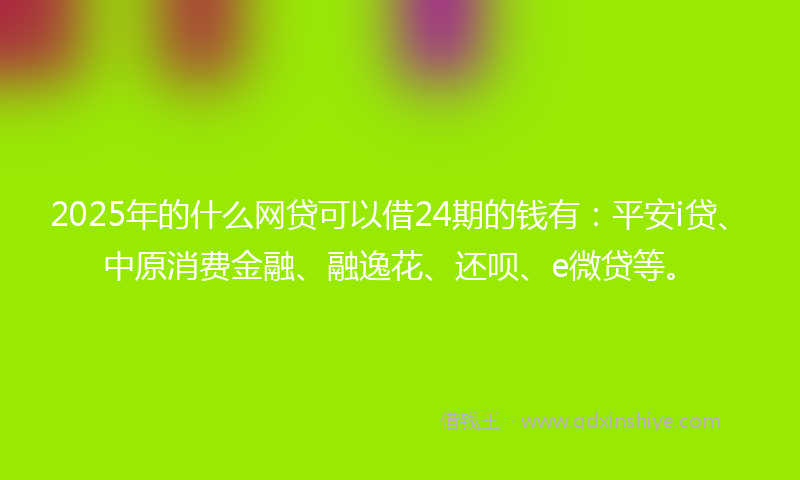 2025年的什么网贷可以借24期的钱有：平安i贷、中原消费金融、融逸花、还呗、e微贷等。