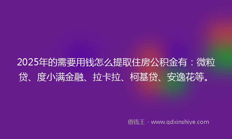 2025年的需要用钱怎么提取住房公积金有：微粒贷、度小满金融、拉卡拉、柯基贷、安逸花等。
