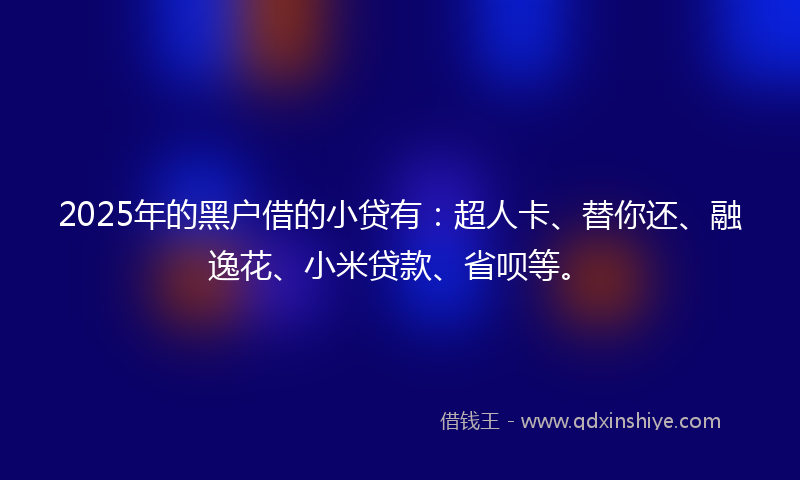 2025年的黑户借的小贷有：超人卡、替你还、融逸花、小米贷款、省呗等。