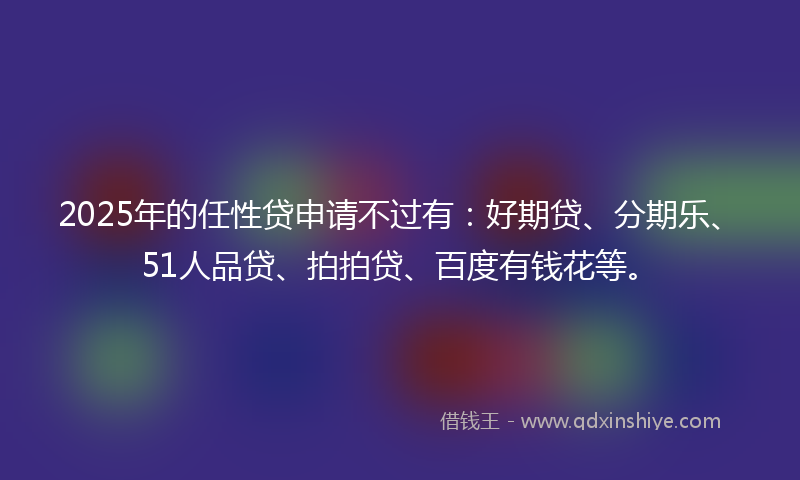 2025年的任性贷申请不过有：好期贷、分期乐、51人品贷、拍拍贷、百度有钱花等。