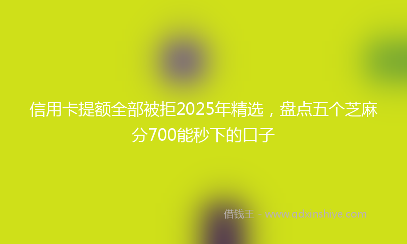 信用卡提额全部被拒2025年精选，盘点五个芝麻分700能秒下的口子