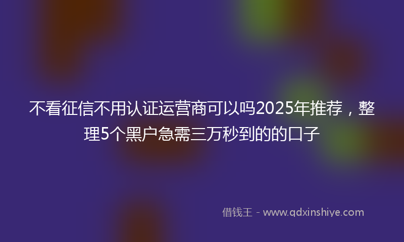 不看征信不用认证运营商可以吗2025年推荐，整理5个黑户急需三万秒到的的口子