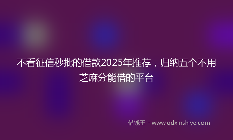 不看征信秒批的借款2025年推荐，归纳五个不用芝麻分能借的平台