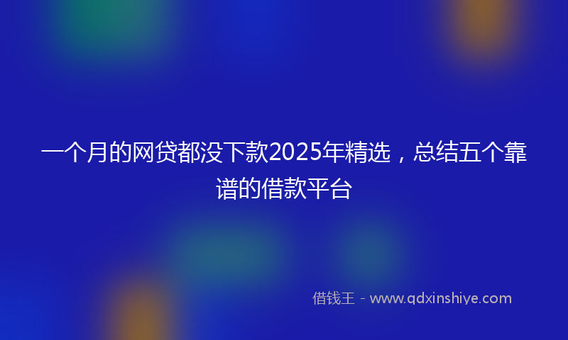 一个月的网贷都没下款2025年精选，总结五个靠谱的借款平台