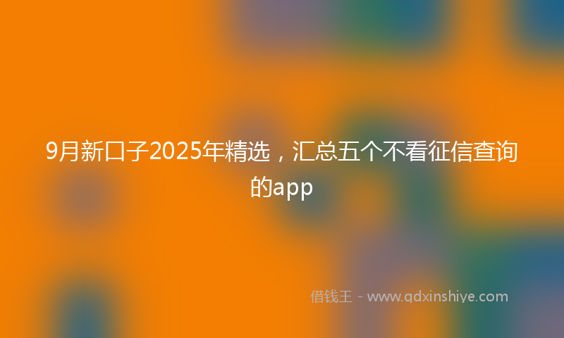 9月新口子2025年精选，汇总五个不看征信查询的app