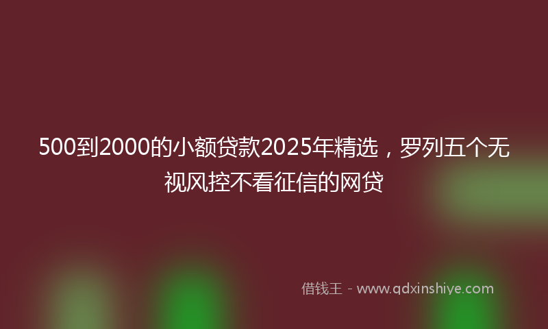 500到2000的小额贷款2025年精选，罗列五个无视风控不看征信的网贷