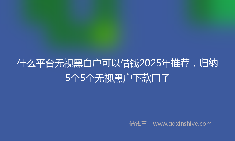 什么平台无视黑白户可以借钱2025年推荐，归纳5个5个无视黑户下款口子