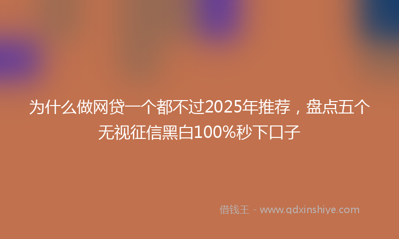 为什么做网贷一个都不过2025年推荐，盘点五个无视征信黑白100%秒下口子