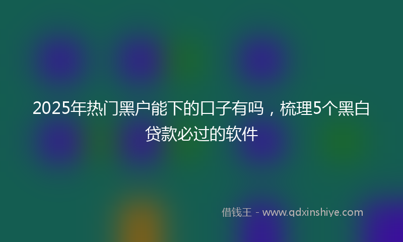 2025年热门黑户能下的口子有吗，梳理5个黑白贷款必过的软件