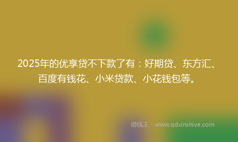 2025年的优享贷不下款了有：好期贷、东方汇、百度有钱花、小米贷款、小花钱包等。
