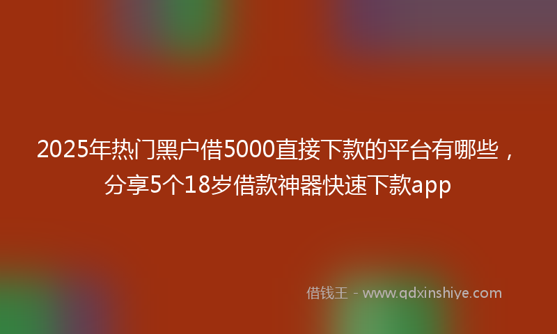 2025年热门黑户借5000直接下款的平台有哪些，分享5个18岁借款神器快速下款app