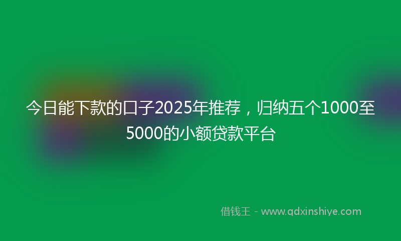 今日能下款的口子2025年推荐，归纳五个1000至5000的小额贷款平台