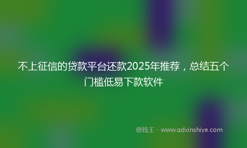 不上征信的贷款平台还款2025年推荐，总结五个门槛低易下款软件