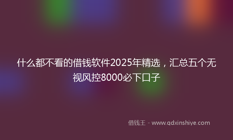 什么都不看的借钱软件2025年精选，汇总五个无视风控8000必下口子