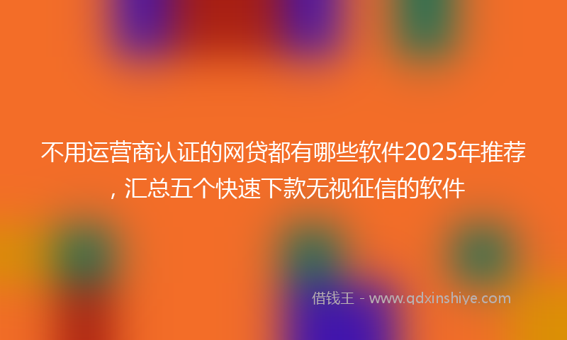 不用运营商认证的网贷都有哪些软件2025年推荐，汇总五个快速下款无视征信的软件