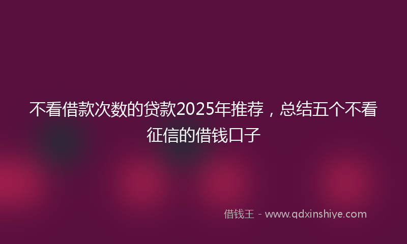 不看借款次数的贷款2025年推荐，总结五个不看征信的借钱口子