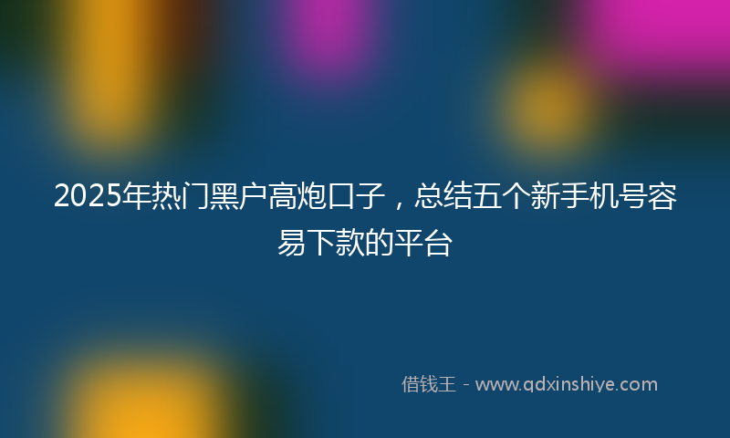 2025年热门黑户高炮口子，总结五个新手机号容易下款的平台