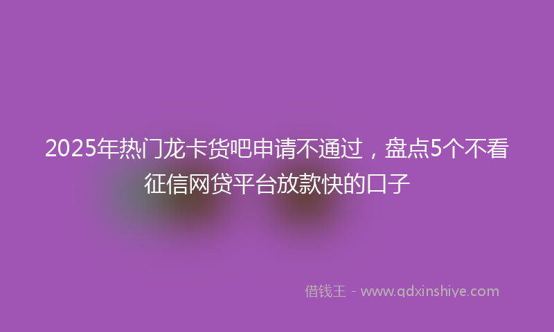 2025年热门龙卡货吧申请不通过，盘点5个不看征信网贷平台放款快的口子