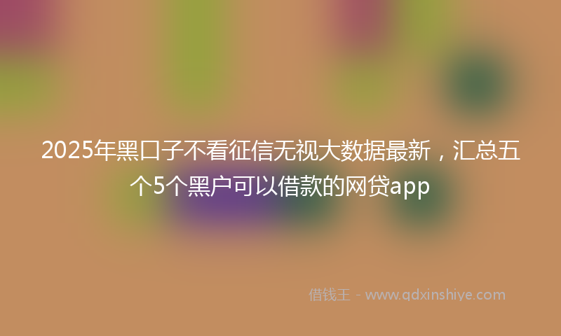 2025年黑口子不看征信无视大数据最新，汇总五个5个黑户可以借款的网贷app
