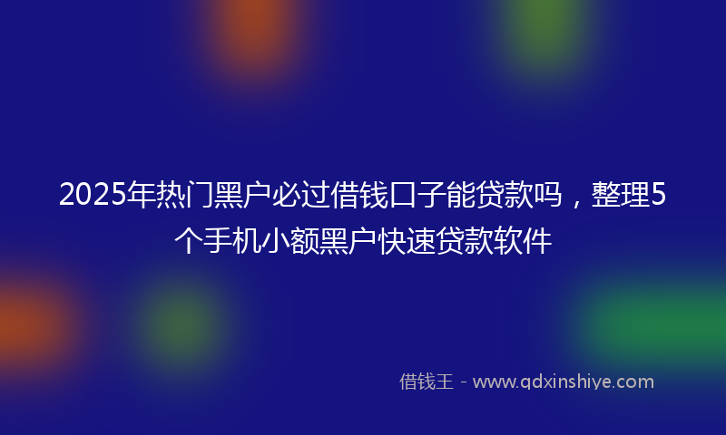 2025年热门黑户必过借钱口子能贷款吗，整理5个手机小额黑户快速贷款软件