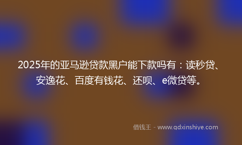 2025年的亚马逊贷款黑户能下款吗有：读秒贷、安逸花、百度有钱花、还呗、e微贷等。