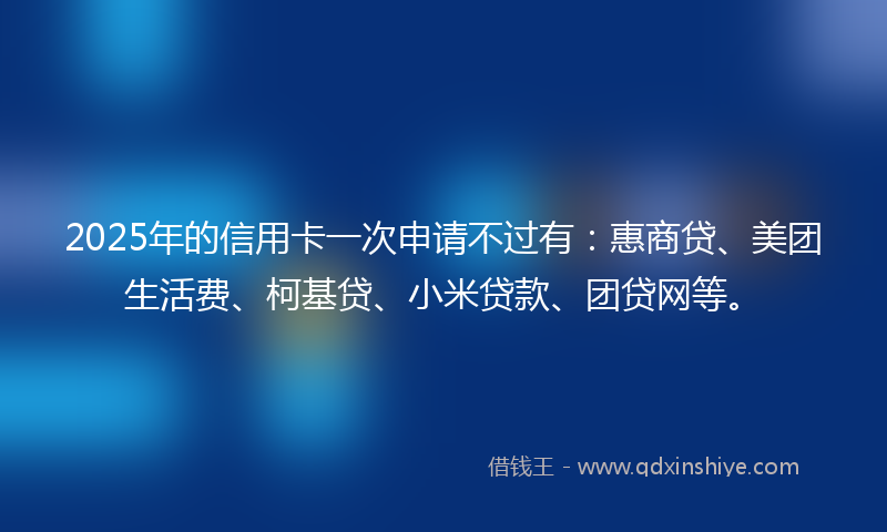 2025年的信用卡一次申请不过有：惠商贷、美团生活费、柯基贷、小米贷款、团贷网等。