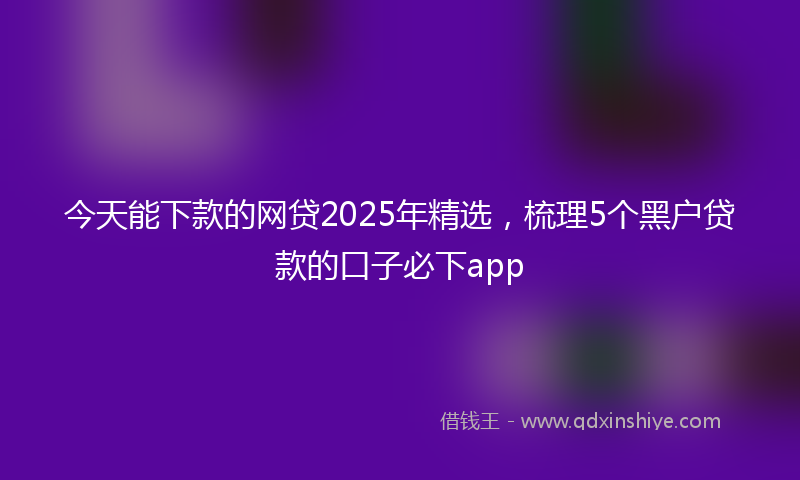 今天能下款的网贷2025年精选，梳理5个黑户贷款的口子必下app