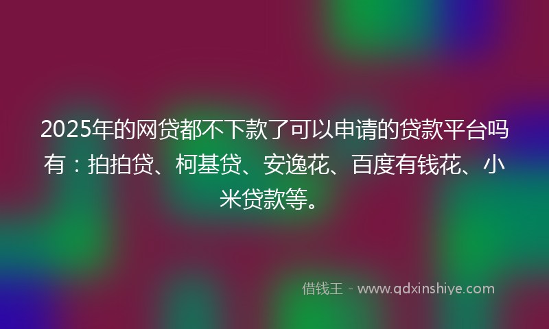 2025年的网贷都不下款了可以申请的贷款平台吗有：拍拍贷、柯基贷、安逸花、百度有钱花、小米贷款等。