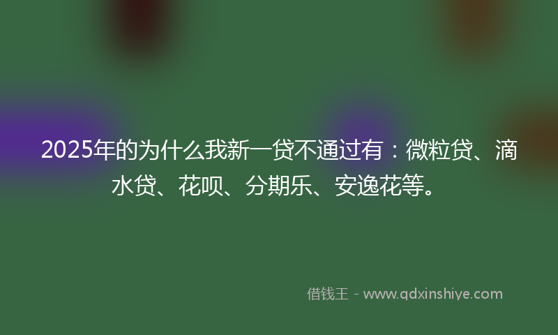 2025年的为什么我新一贷不通过有：微粒贷、滴水贷、花呗、分期乐、安逸花等。
