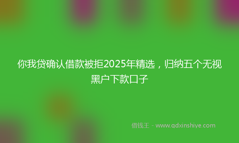 你我贷确认借款被拒2025年精选，归纳五个无视黑户下款口子