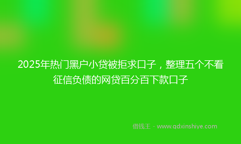 2025年热门黑户小贷被拒求口子，整理五个不看征信负债的网贷百分百下款口子