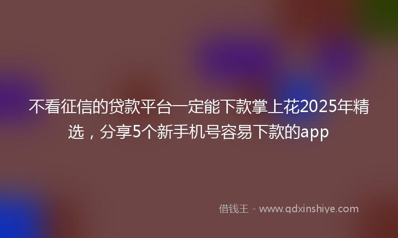 不看征信的贷款平台一定能下款掌上花2025年精选，分享5个新手机号容易下款的app