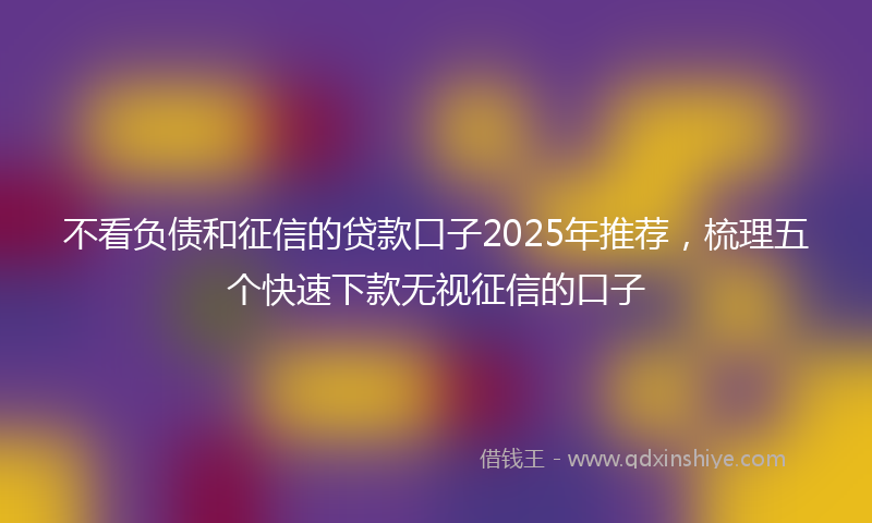 不看负债和征信的贷款口子2025年推荐，梳理五个快速下款无视征信的口子
