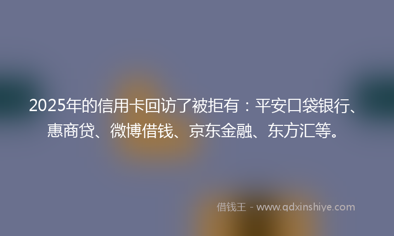 2025年的信用卡回访了被拒有：平安口袋银行、惠商贷、微博借钱、京东金融、东方汇等。